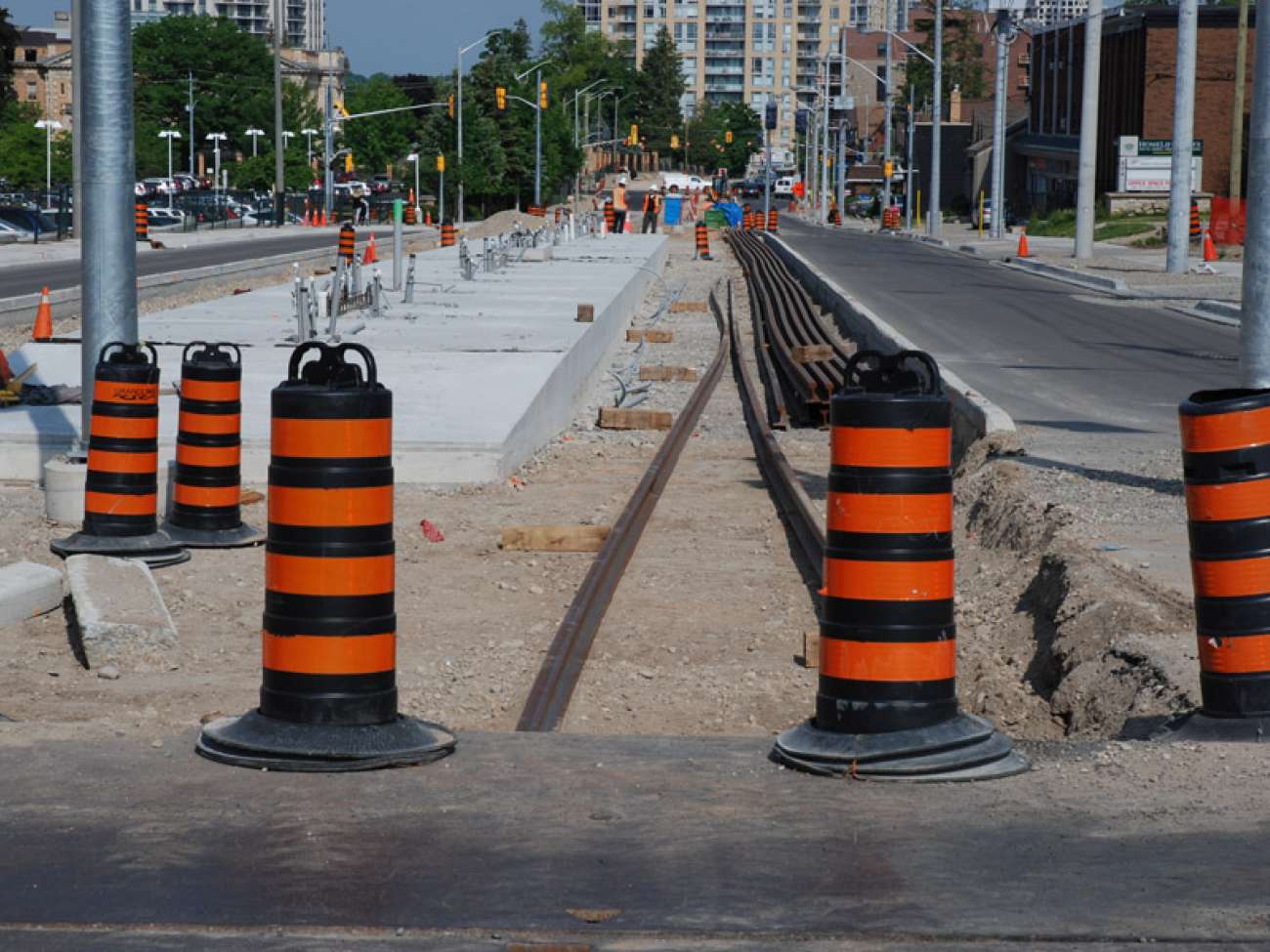 Looking west along King Street at the new GRH ION stop