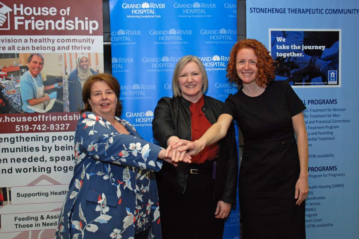 Pictured are Pam McIntosh of House of Friendship, Christine McLellan for GRH and Kristin Kerr of Stonehenge Therapeutic Community.