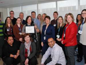 Members of Grand River Hospital’s child and adolescent inpatient mental health unit team as they won the hospital's latest award of excellence for their exceptional care.