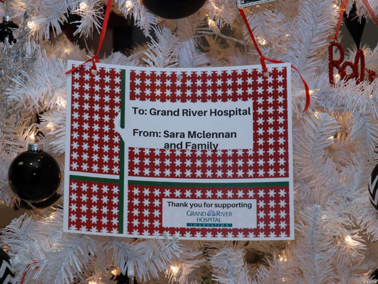 A credit tag for the tree.