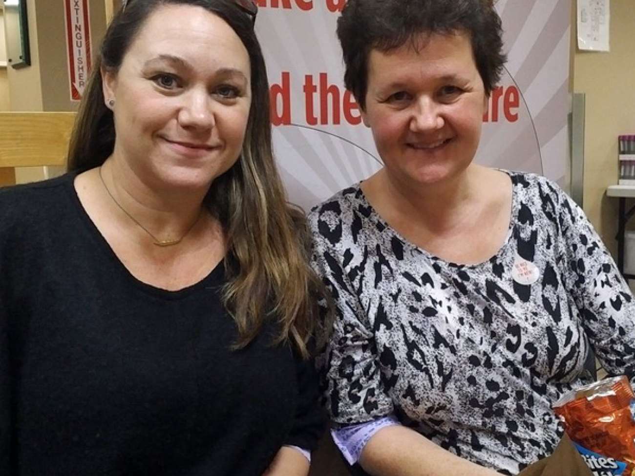 RNs Tanya and Gwen enjoy some snacks following their donations.