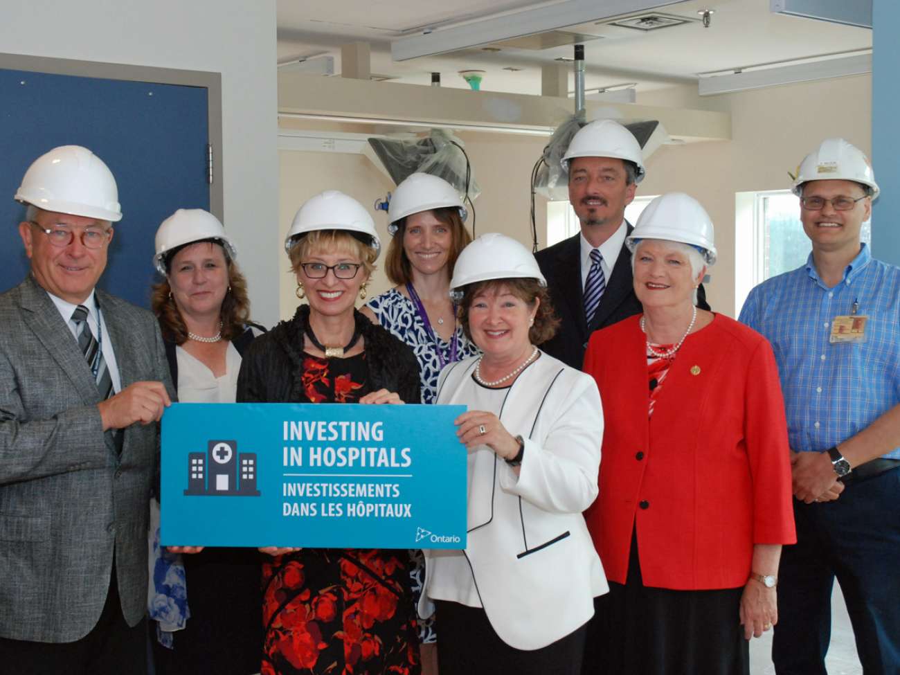 (L-R) GRH CEO Malcolm Maxwell; Board Chair Janice Deganis; MPP Daiene Vernile; WWLHIN VP Toni Lemon; MPP Kathryn McGarry, St. Mary’s General Hospital VP Marco Terlevic; MPP Liz Sandals; and GRH Facilities Director Kevin Wilson.