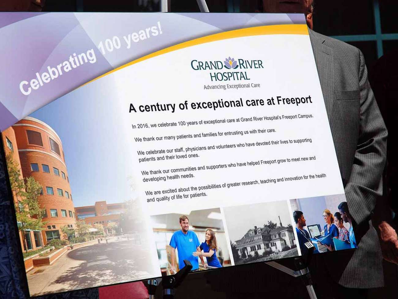 A plaque marking 100 years of care at Freeport