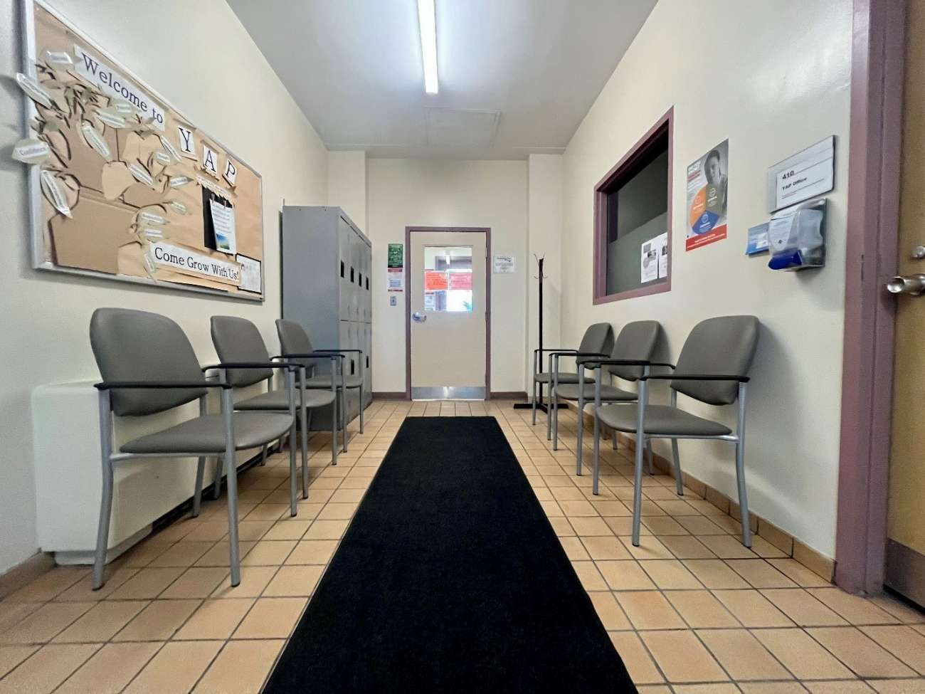 Hallway outside the young adult program (YAP) treatment spaces