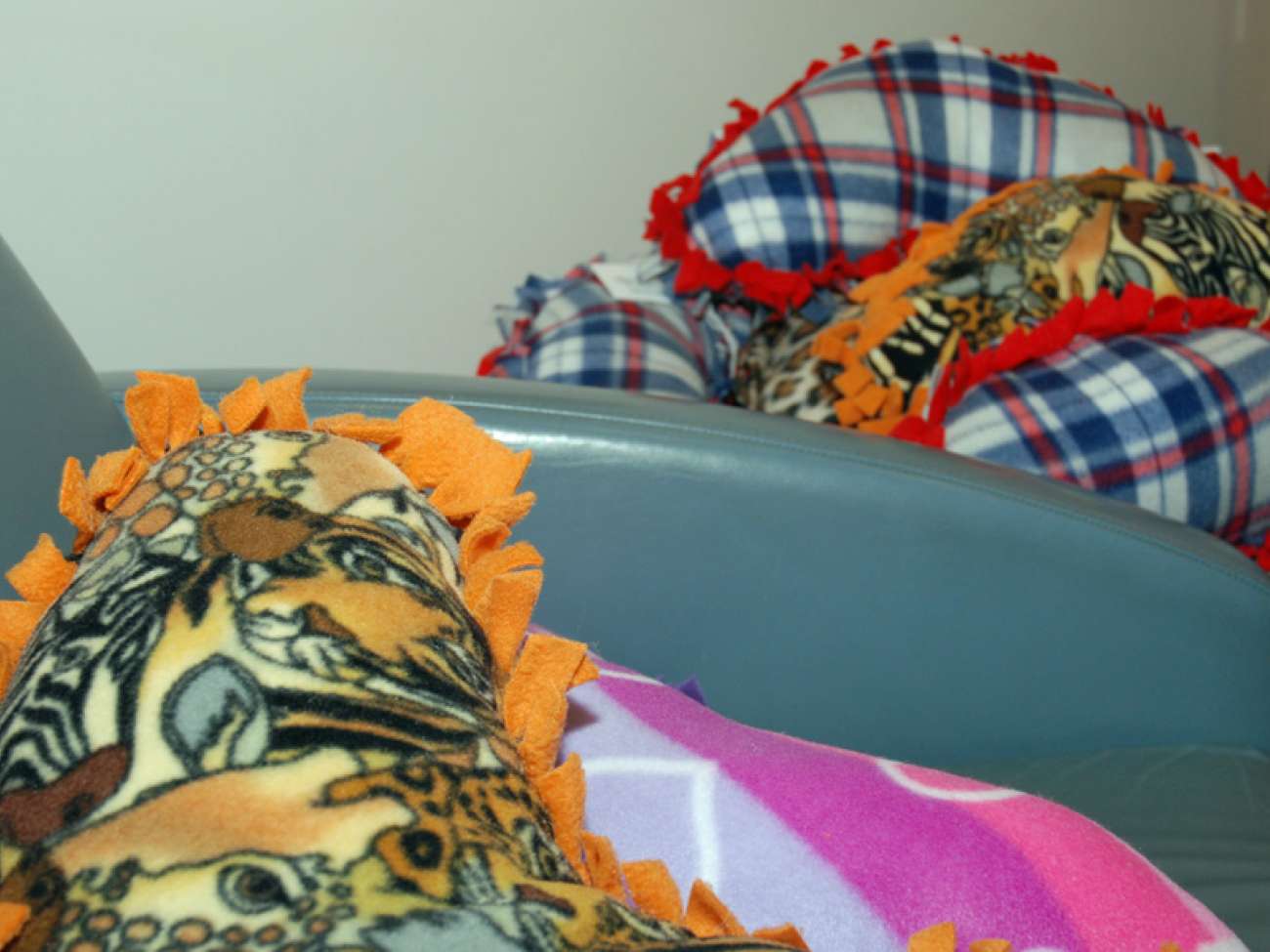 Some of the 50 huggy pillows donated to GRH's cancer centre.